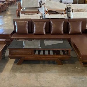 Bàn Gỗ Sofa Nệm Nâu